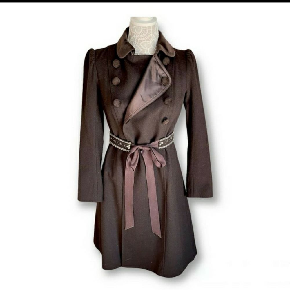 NWT Rebecca Taylor Elegant Dressy Wool Trench Coat in gray